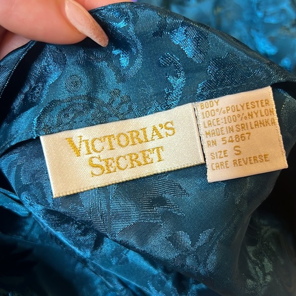 Vintage Victoria's Secret 90s Gold Label Lingerie Sleep Set Emerald Size Small - Picture 9 of 10